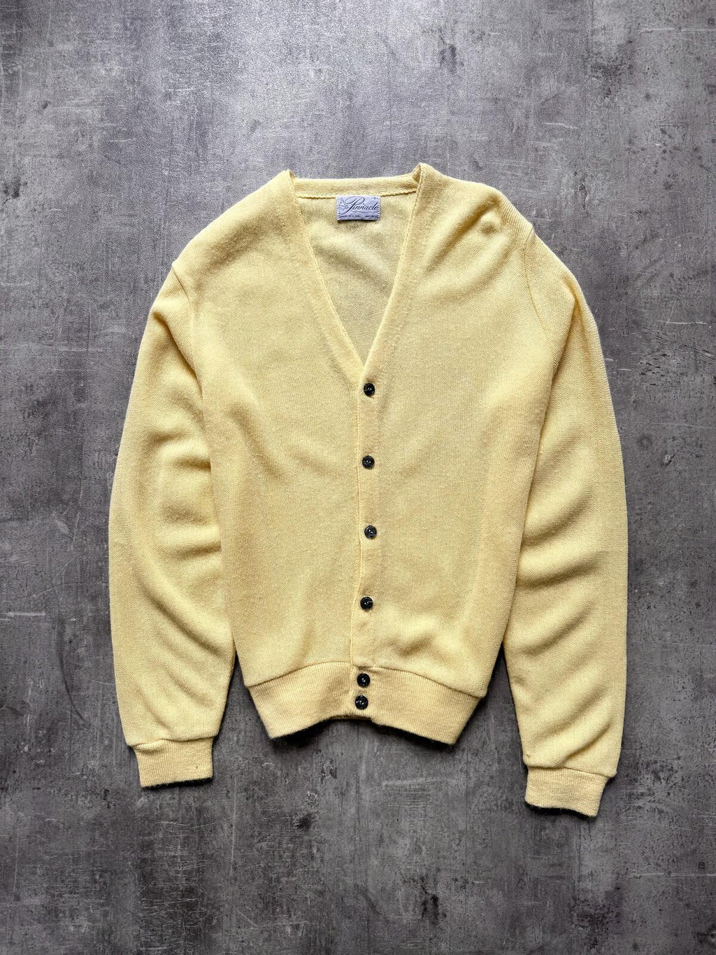 Vintage 1970's Pinnacle USA Virgin Orlon Summer Yellow Button Knitted Cardigan.