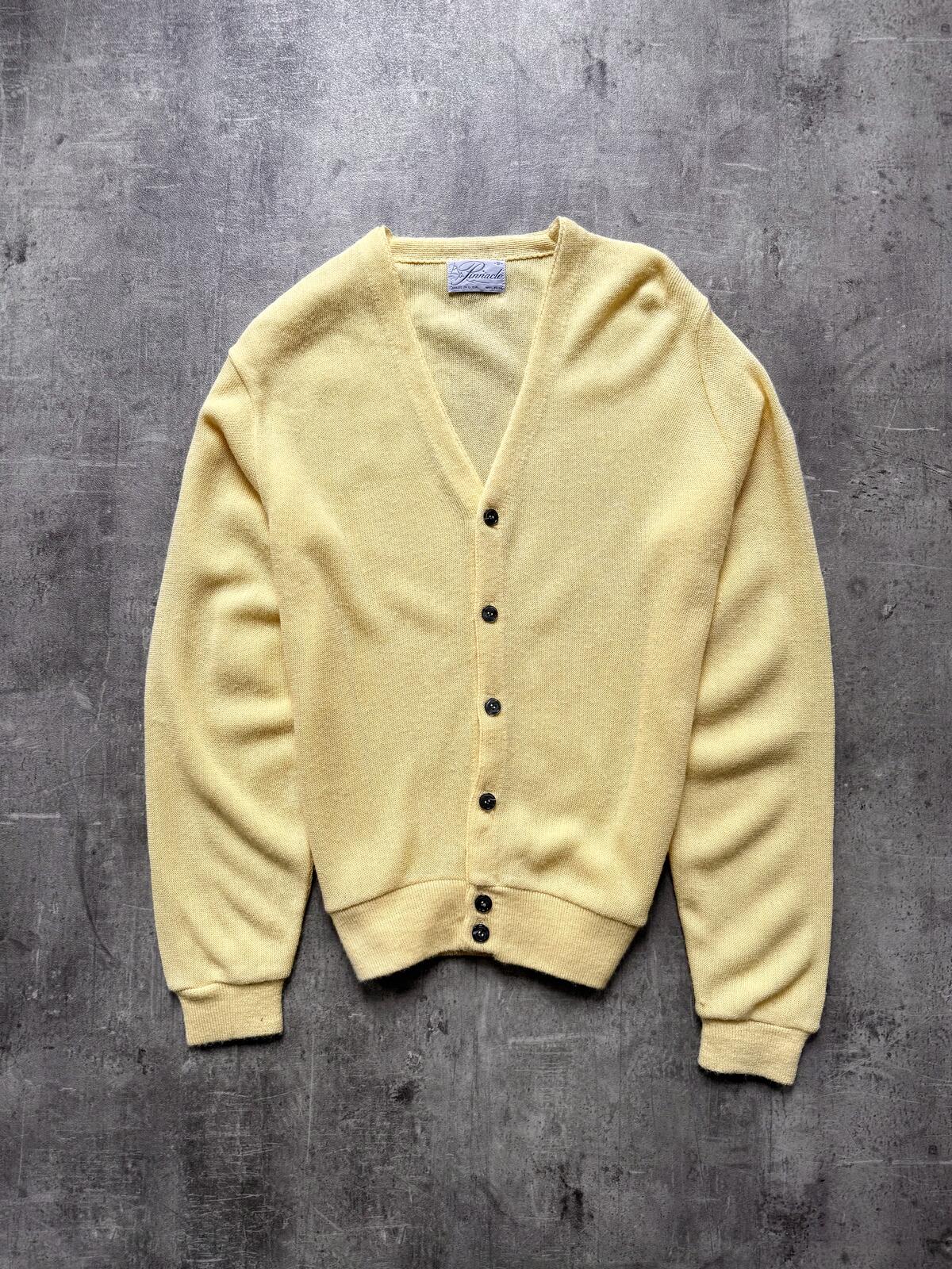 Vintage 1970's Pinnacle USA Virgin Orlon Summer Yellow Button Knitted Cardigan.