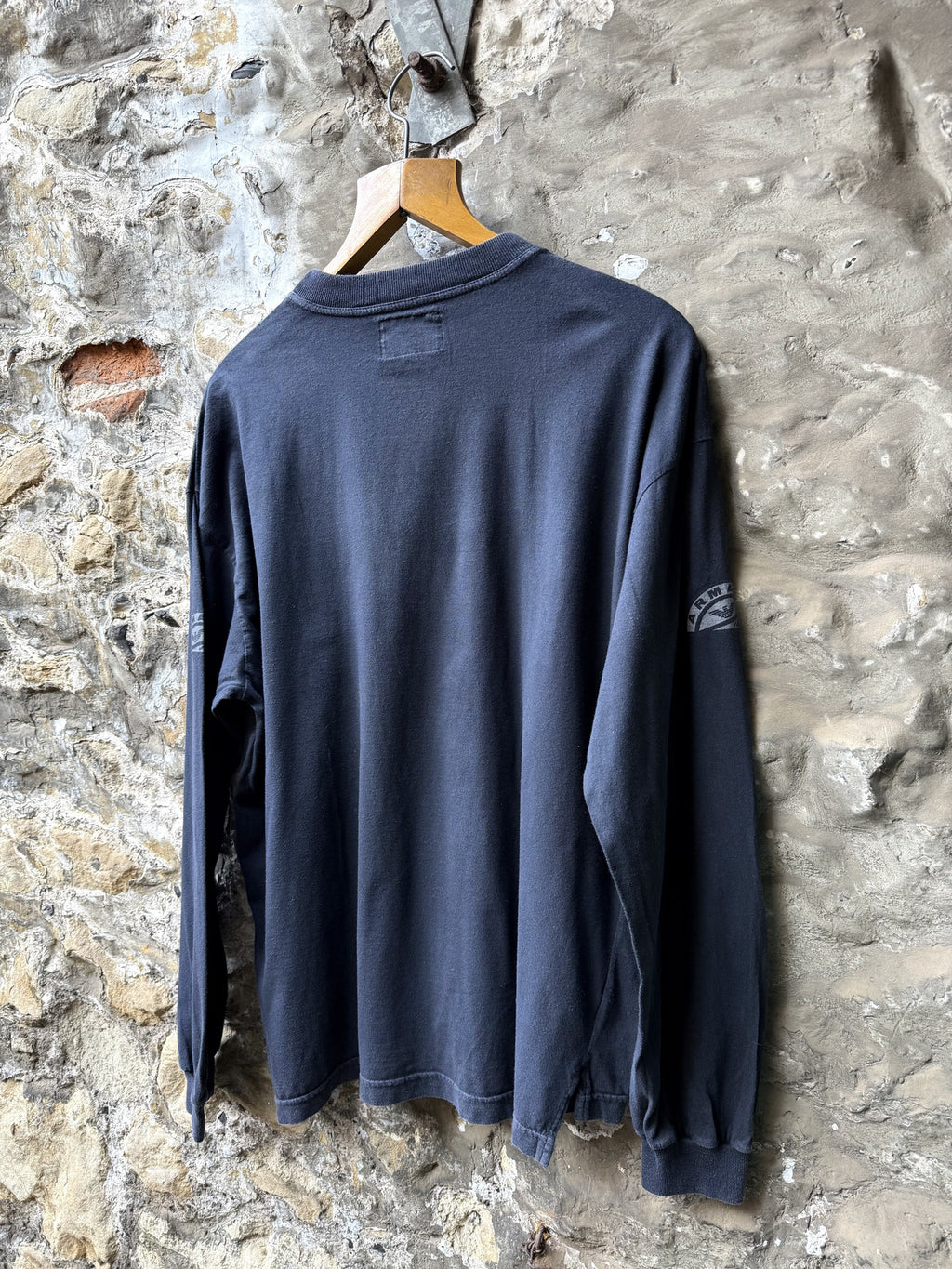 Vintage 1980's Armani Jeans Denin Exhibition LS Cotton Graphic Tee.