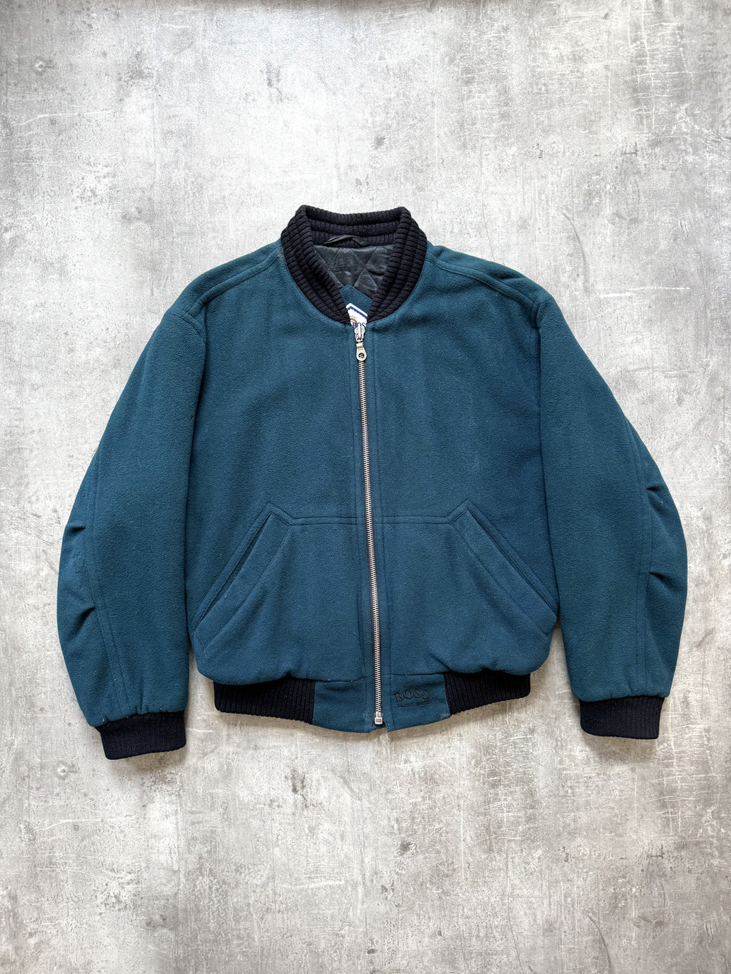 Vintage 1980's Hugo Boss Cashmere Wool Cropped Quilted Bomber Blouson.