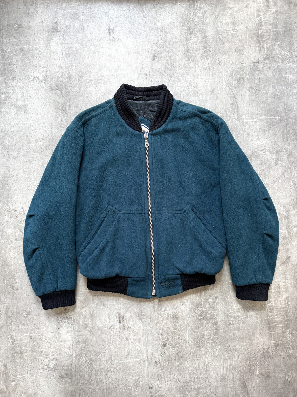 Vintage 1980's Hugo Boss Cashmere Wool Cropped Quilted Bomber Blouson.