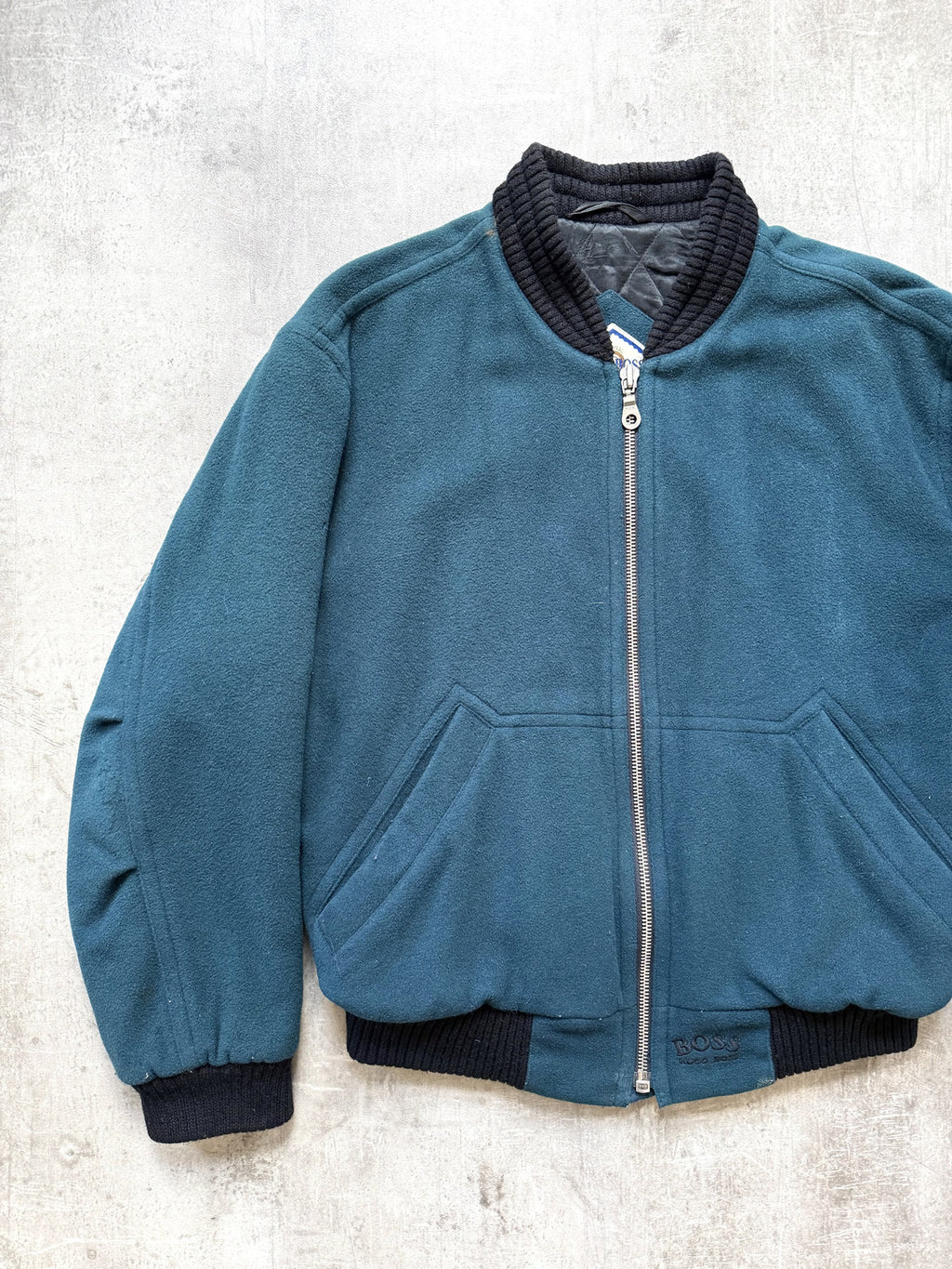 Vintage 1980's Hugo Boss Cashmere Wool Cropped Quilted Bomber Blouson.