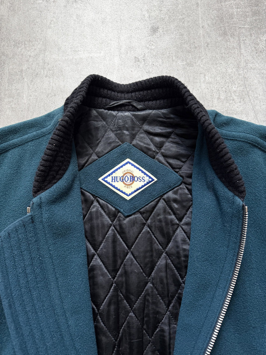 Vintage 1980's Hugo Boss Cashmere Wool Cropped Quilted Bomber Blouson.