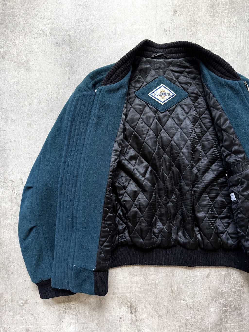 Vintage 1980's Hugo Boss Cashmere Wool Cropped Quilted Bomber Blouson.