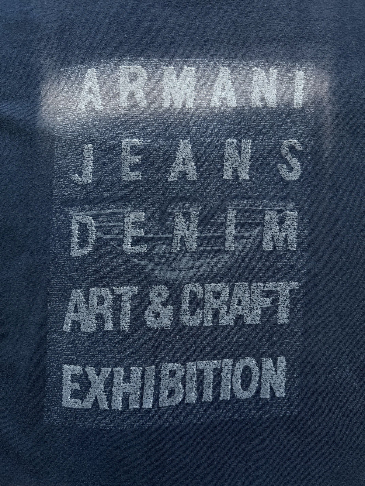 Vintage 1980's Armani Jeans Denin Exhibition LS Cotton Graphic Tee.