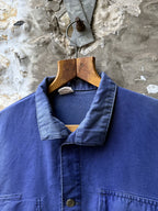 Vintage 1960's French Moleskin Three Pocket Faded Work Jacket.