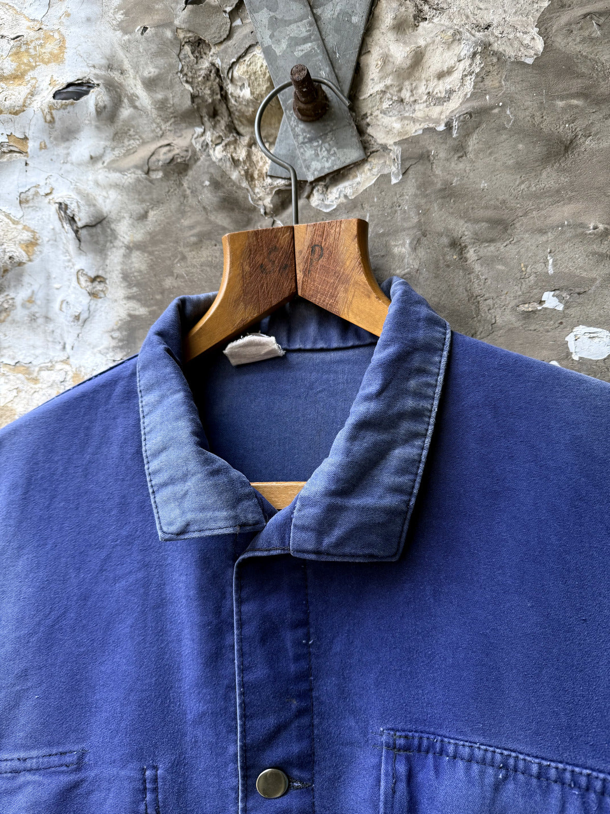 Vintage 1960's French Moleskin Three Pocket Faded Work Jacket.