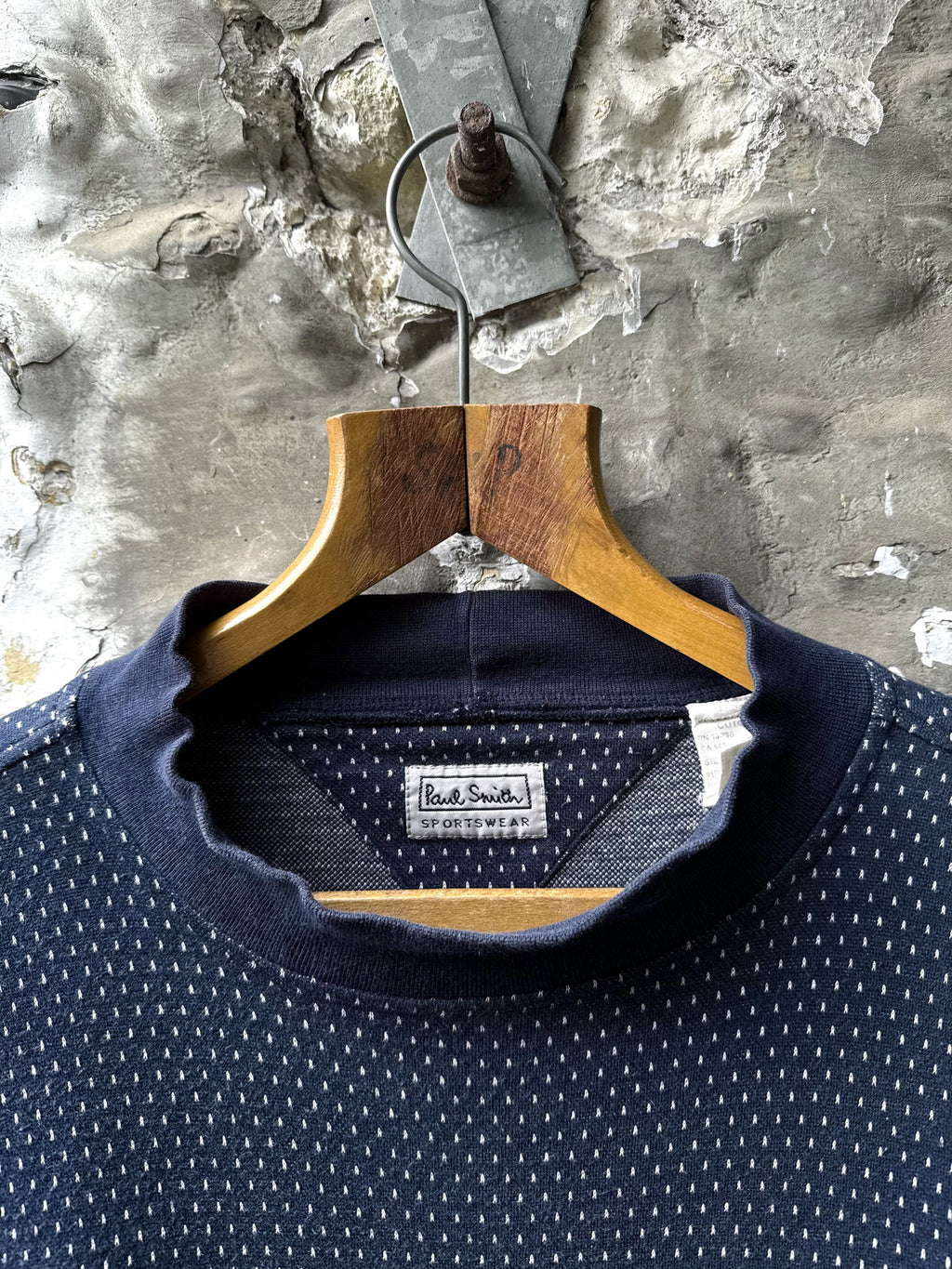 Vintage 1980's Paul Smith Sportswear Mock Neck Dot Pattern Cotton Sweatshirt.