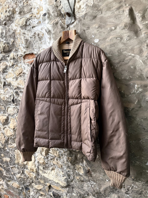 Vintage 1970’s Tempco Seattle Shawl Collar Down Quilt Talon Zip Puffer Blouson.