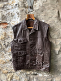 Vintage 40s 50s Modified Leather Utility Shooting Vest.