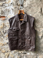 Vintage 40s 50s Modified Leather Utility Shooting Vest.
