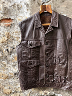 Vintage 40s 50s Modified Leather Utility Shooting Vest.