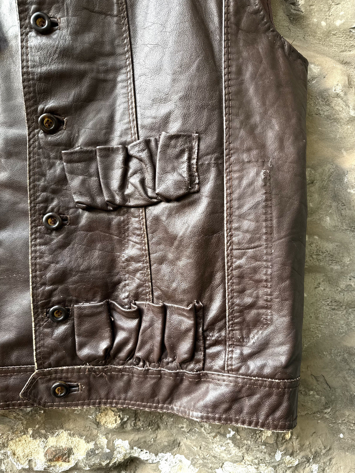 Vintage 40s 50s Modified Leather Utility Shooting Vest.
