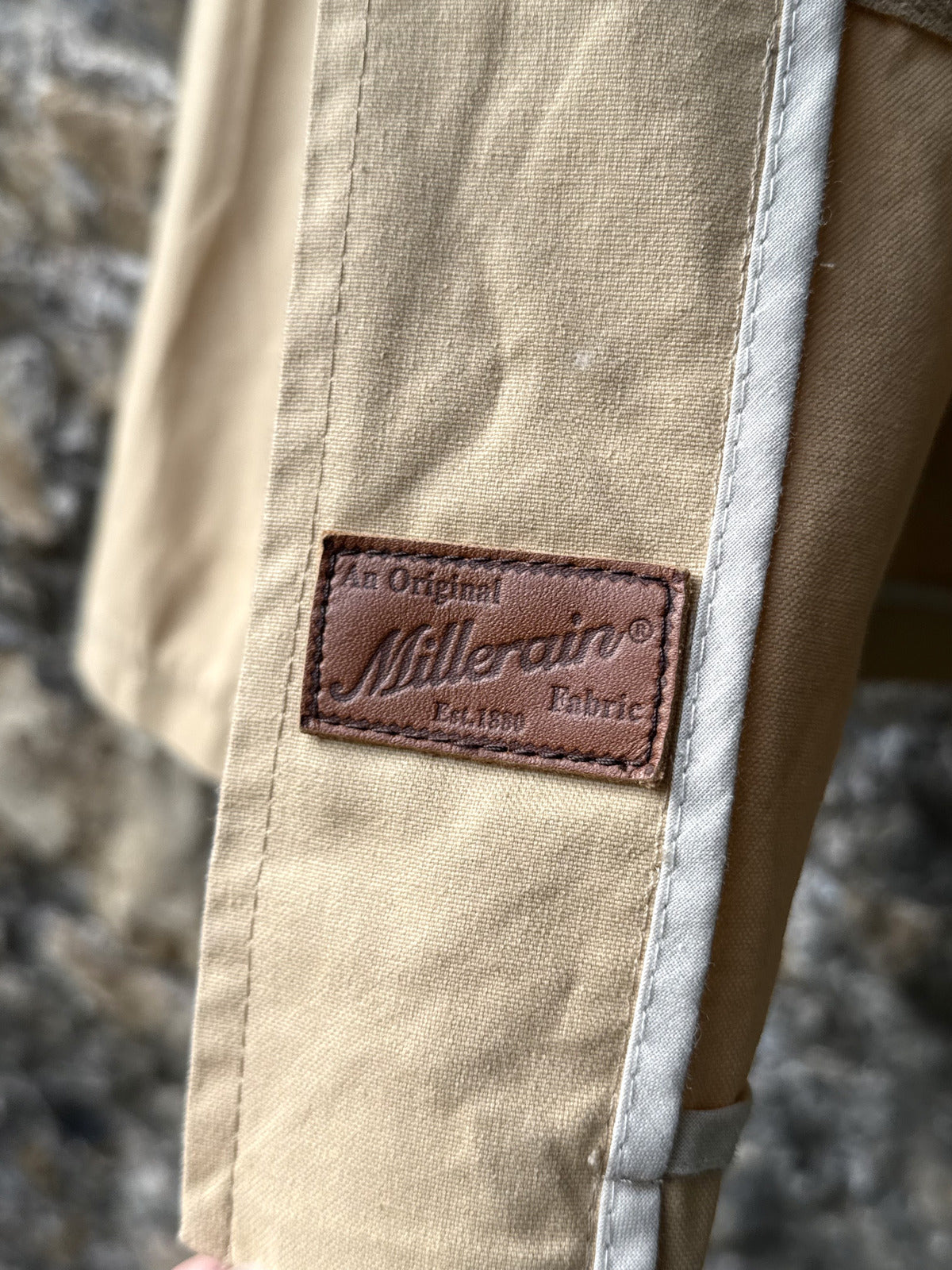 Gloverall Made in England Millerain Canvas Scalloped Collar Cropped Duffle Jacket.