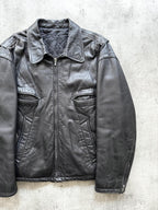 Vintage 1980's Woodhouse English Riri Zipper Cropped Leather Motorcycle Blouson.