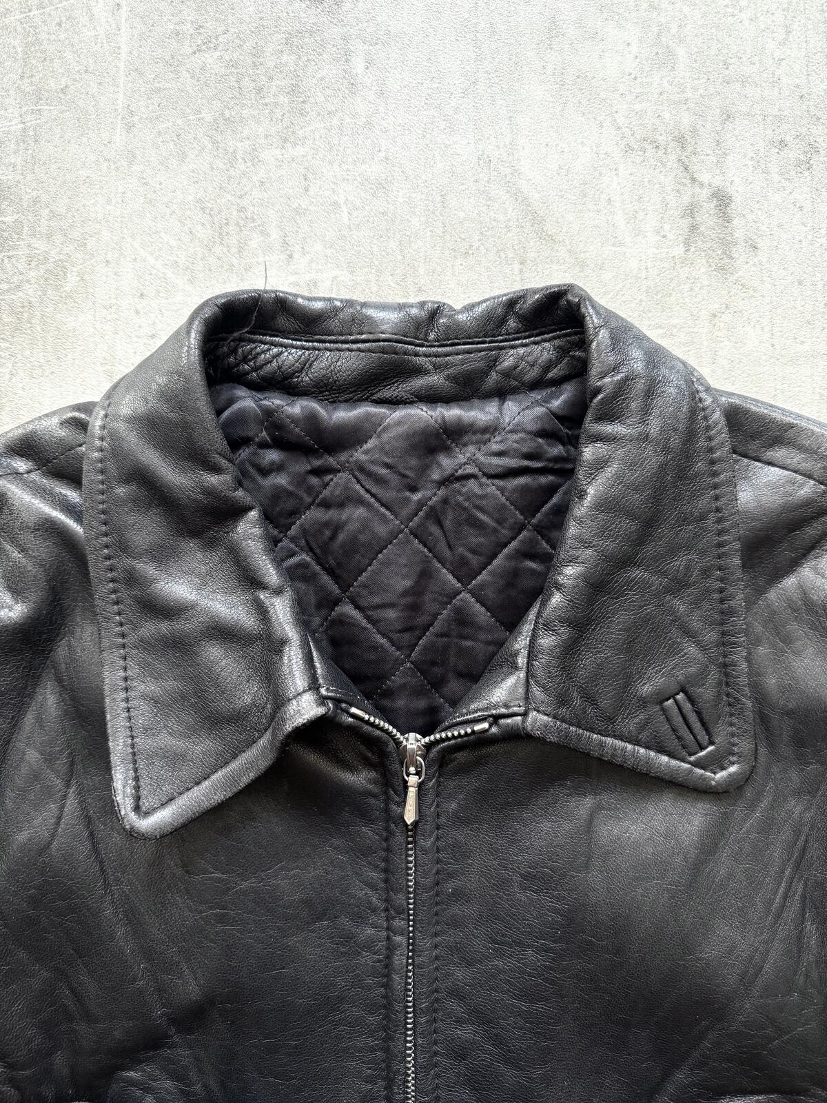Vintage 1980's Woodhouse English Riri Zipper Cropped Leather Motorcycle Blouson.