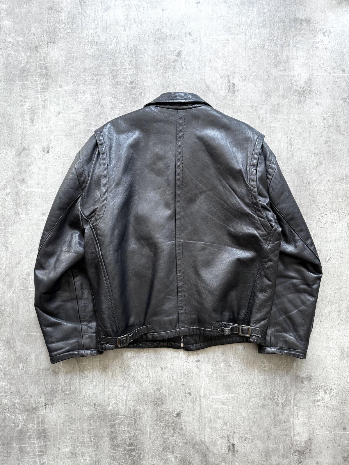 Vintage 1980's Woodhouse English Riri Zipper Cropped Leather Motorcycle Blouson.