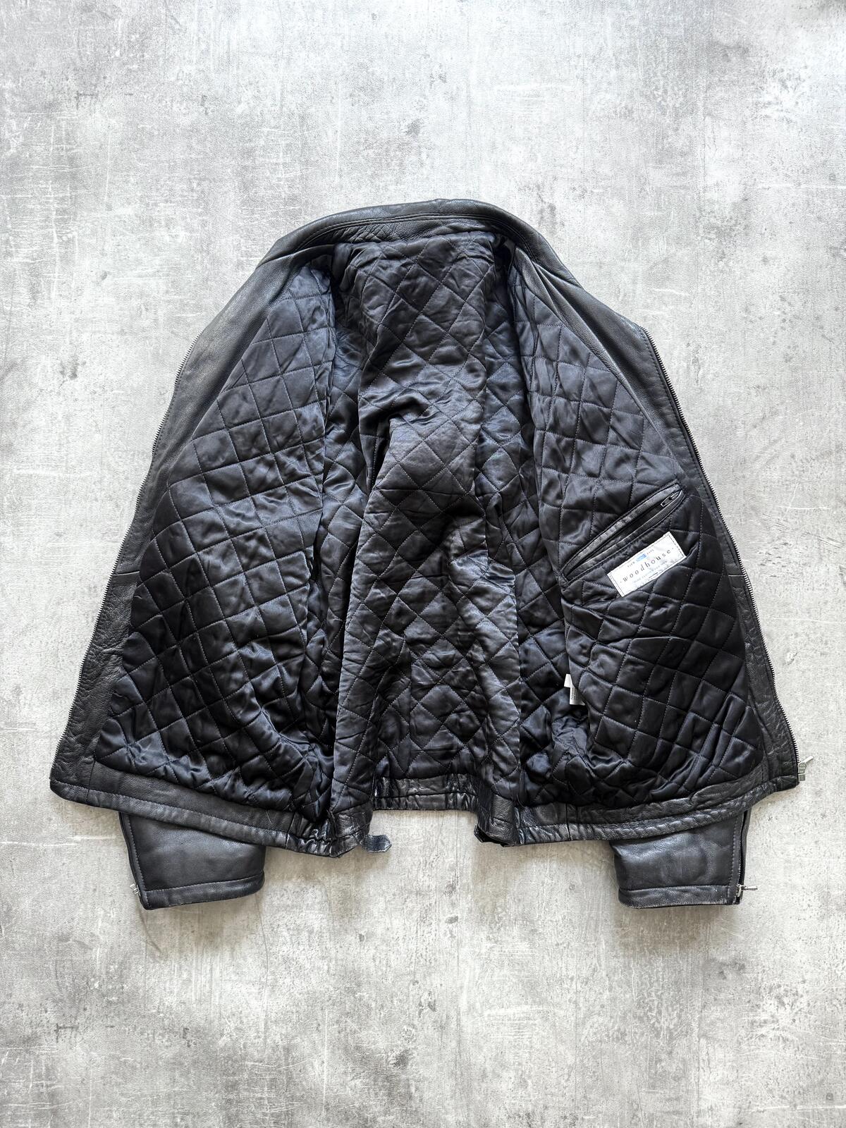 Vintage 1980's Woodhouse English Riri Zipper Cropped Leather Motorcycle Blouson.