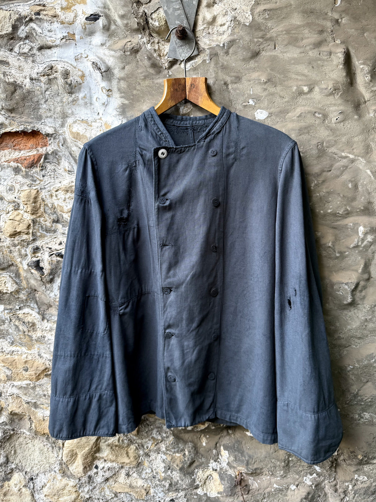 Vintage 1940’s Vetra France Garment Dyed Double Breasted Sanfor Cotton Chef Work Shirt.