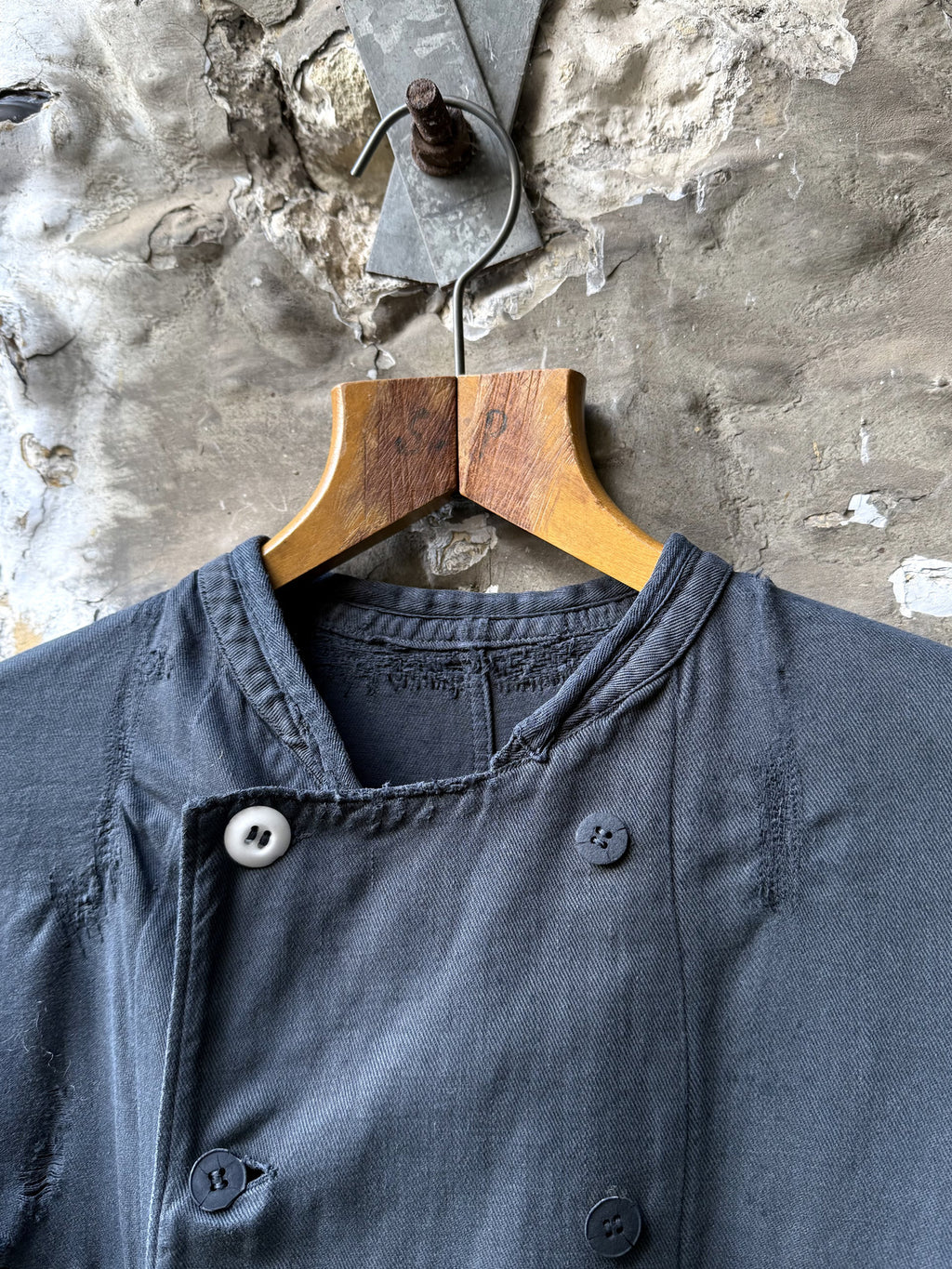 Vintage 1940’s Vetra France Garment Dyed Double Breasted Sanfor Cotton Chef Work Shirt.