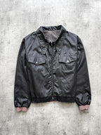 Vintage 1970’s Lightweight Black Nylon Dagger Collar Workwear Mechanics Blouson.