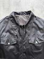 Vintage 1970’s Lightweight Black Nylon Dagger Collar Workwear Mechanics Blouson.