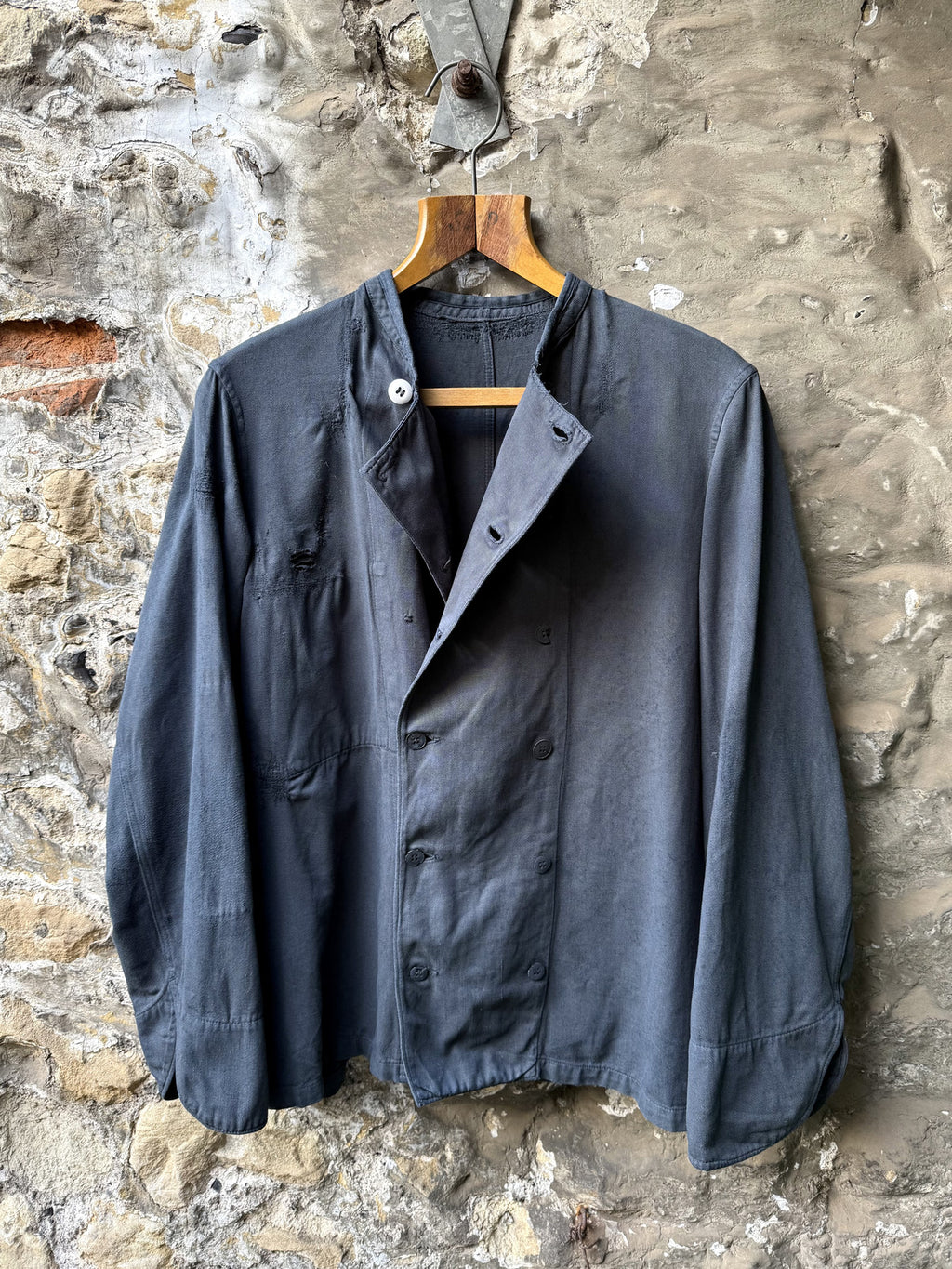 Vintage 1940’s Vetra France Garment Dyed Double Breasted Sanfor Cotton Chef Work Shirt.
