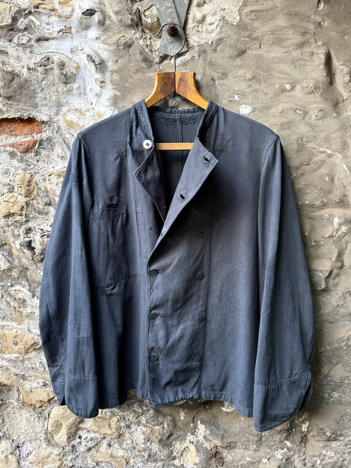 Vintage 1940’s Vetra France Garment Dyed Double Breasted Sanfor Cotton Chef Work Shirt.