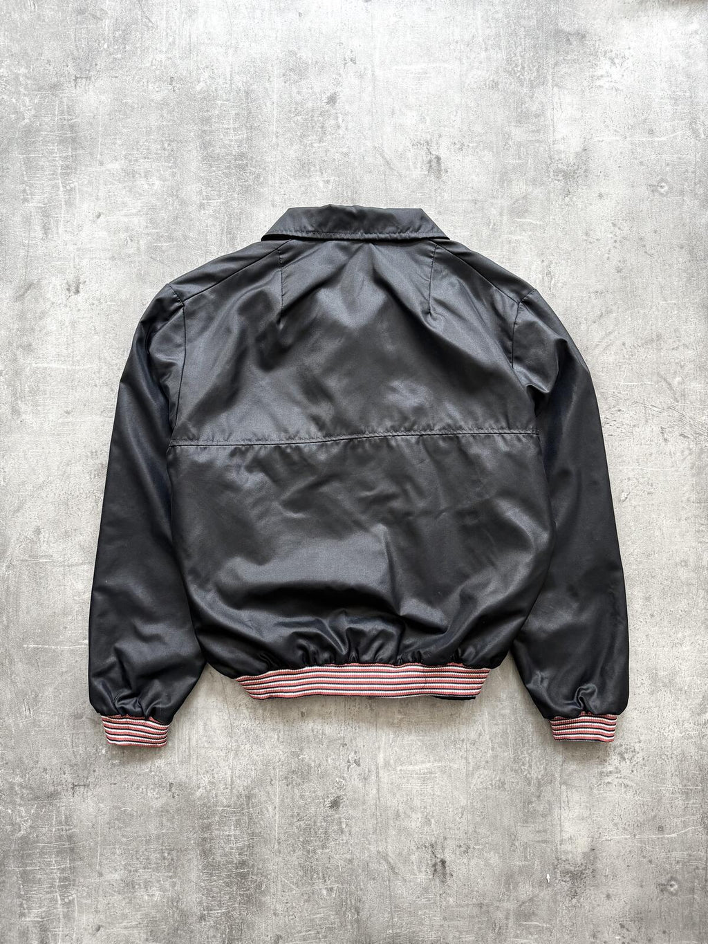 Vintage 1970’s Lightweight Black Nylon Dagger Collar Workwear Mechanics Blouson.
