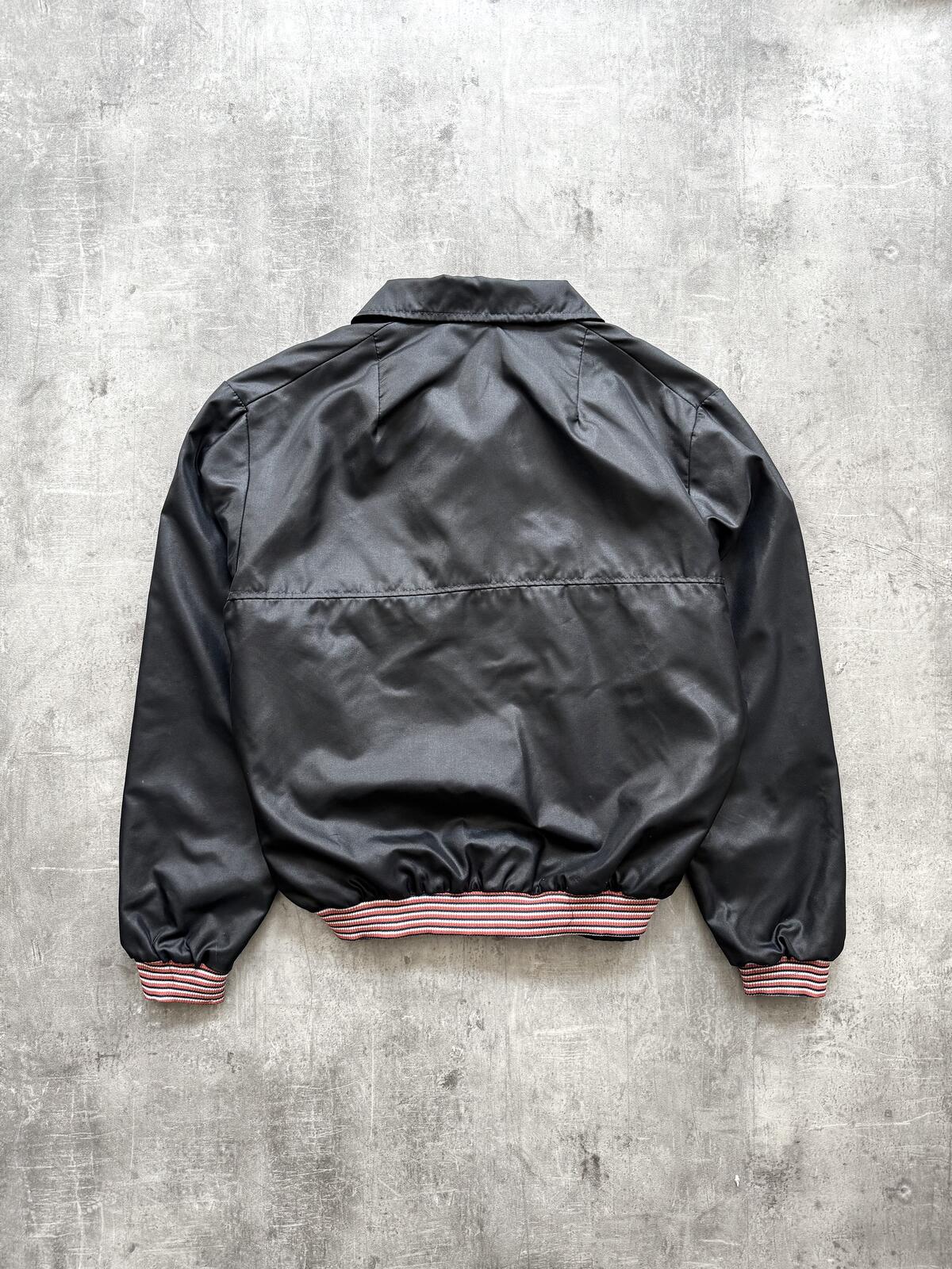 Vintage 1970’s Lightweight Black Nylon Dagger Collar Workwear Mechanics Blouson.