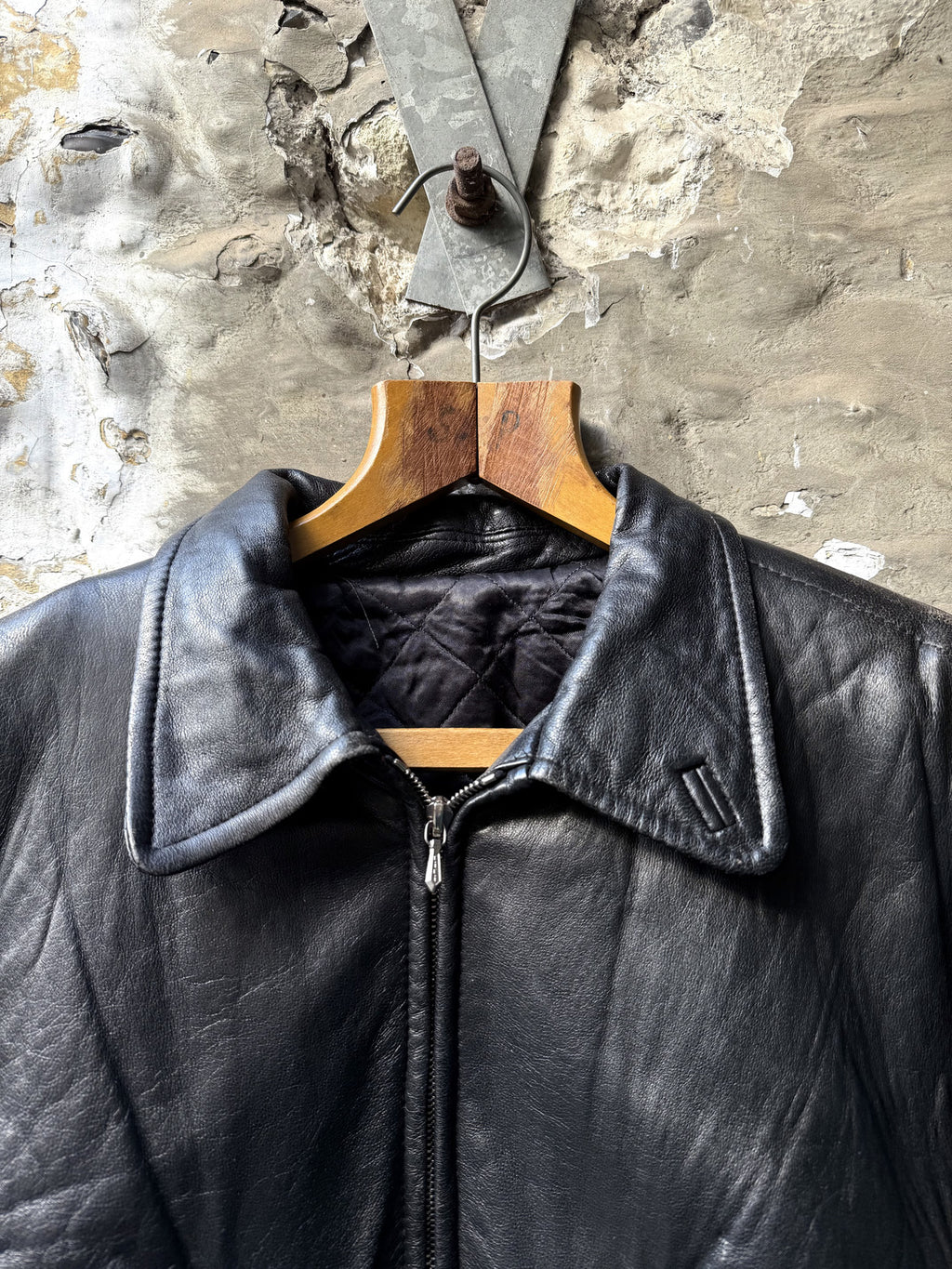 Vintage 1980's Woodhouse English Riri Zipper Cropped Leather Motorcycle Blouson.