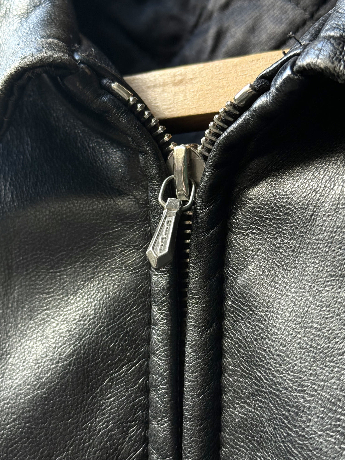 Vintage 1980's Woodhouse English Riri Zipper Cropped Leather Motorcycle Blouson.