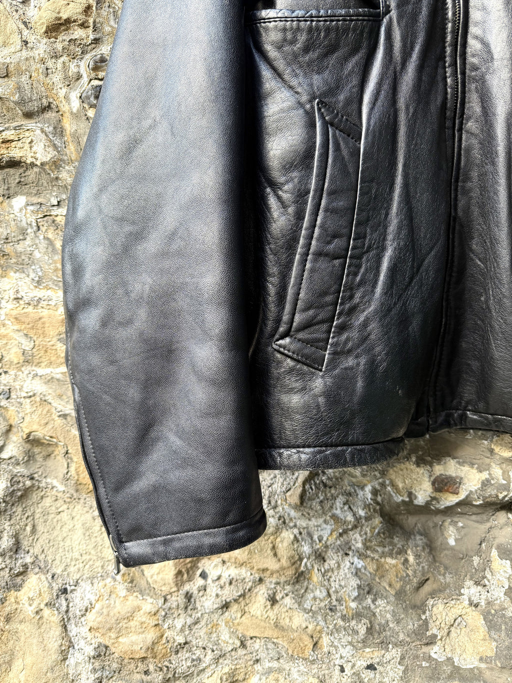 Vintage 1980's Woodhouse English Riri Zipper Cropped Leather Motorcycle Blouson.