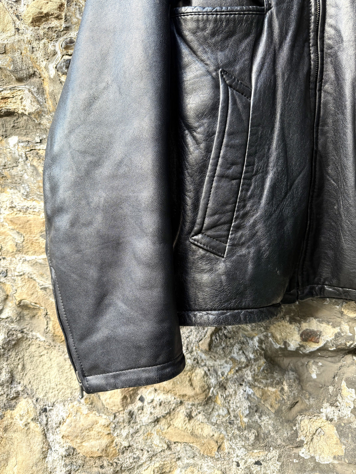 Vintage 1980's Woodhouse English Riri Zipper Cropped Leather Motorcycle Blouson.