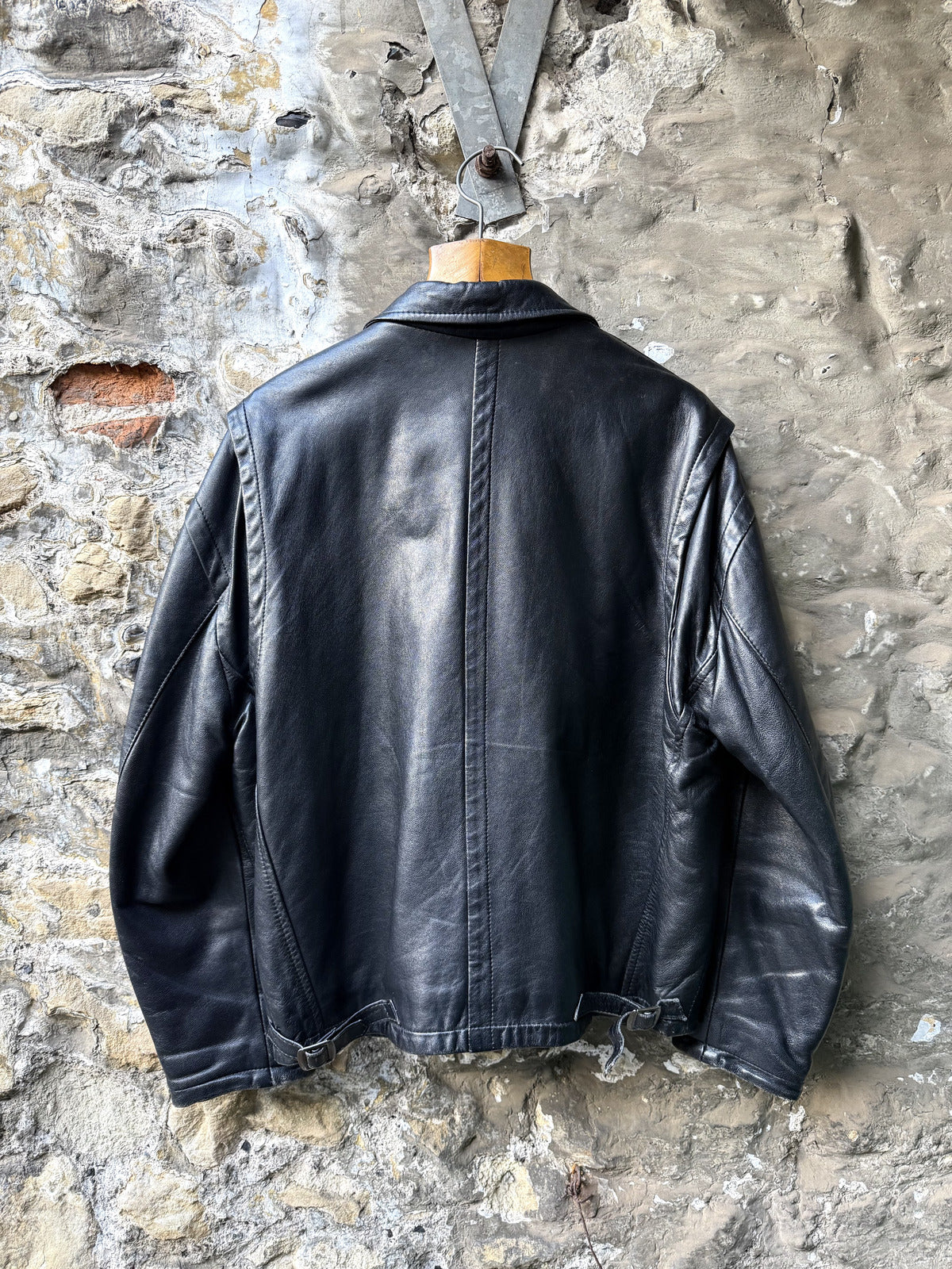 Vintage 1980's Woodhouse English Riri Zipper Cropped Leather Motorcycle Blouson.