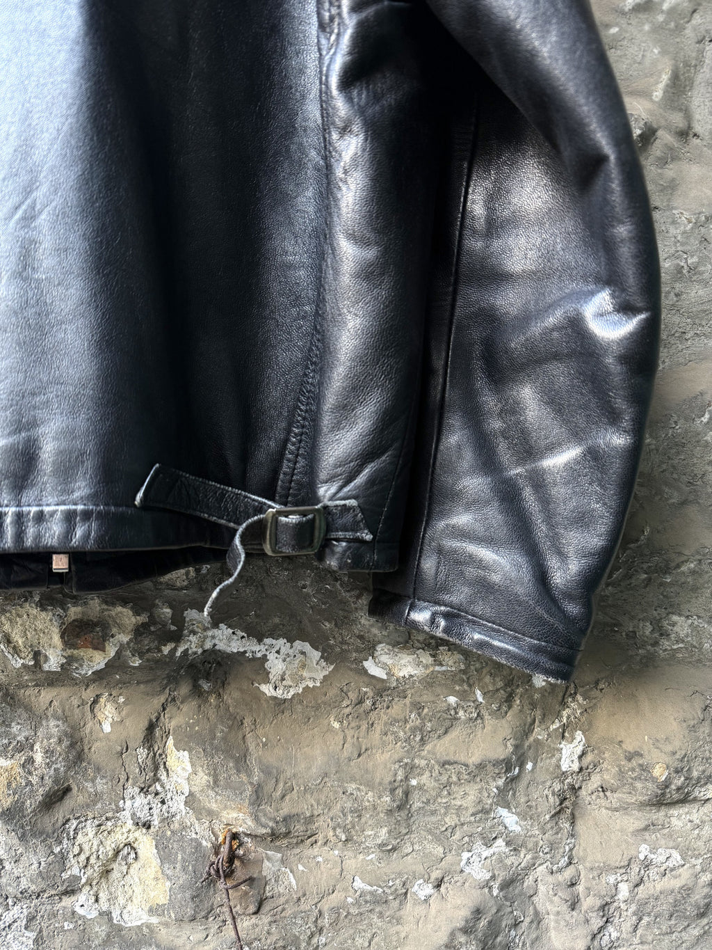 Vintage 1980's Woodhouse English Riri Zipper Cropped Leather Motorcycle Blouson.