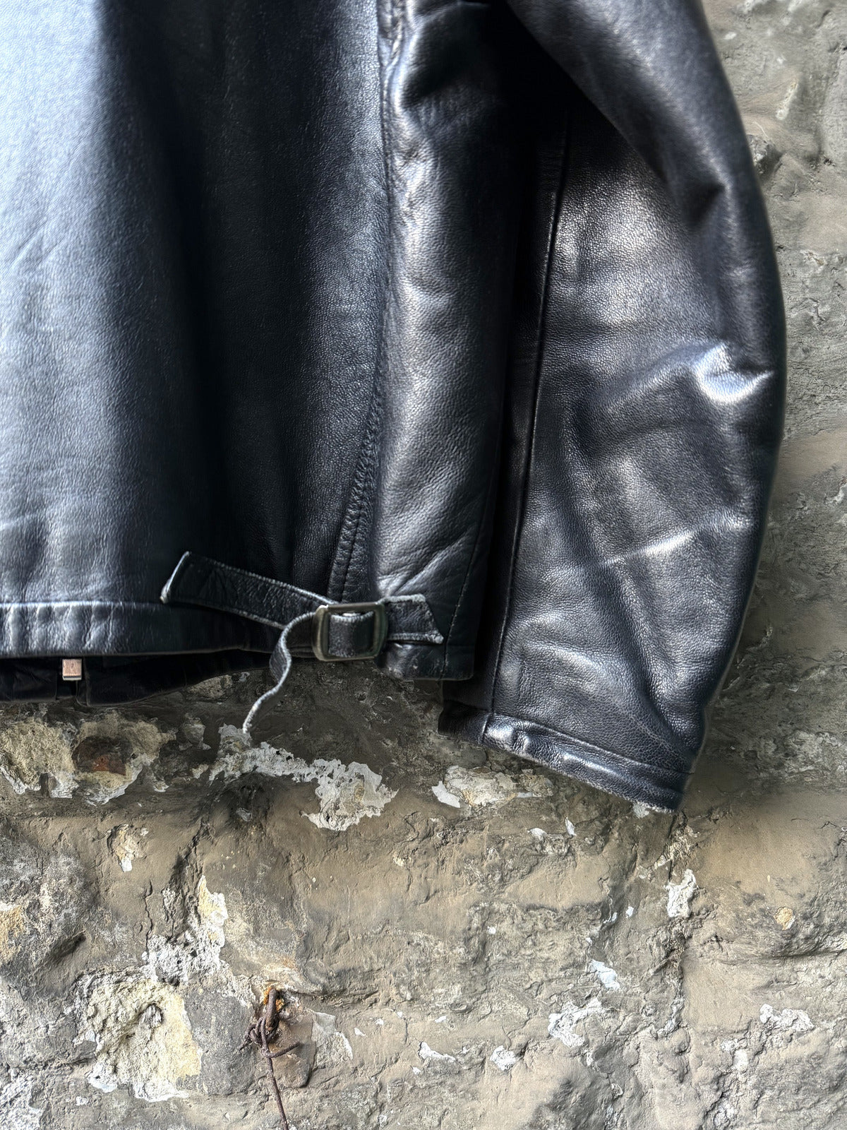 Vintage 1980's Woodhouse English Riri Zipper Cropped Leather Motorcycle Blouson.