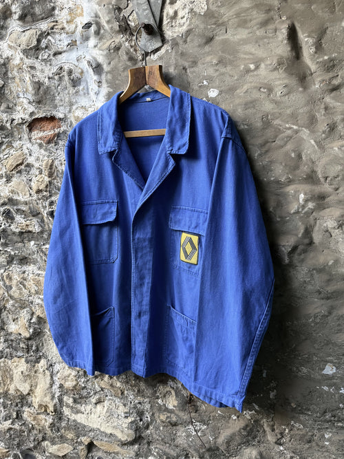 Vintage 1980's Renault French Cotton Four Pocket Mechanic Work Jacket.