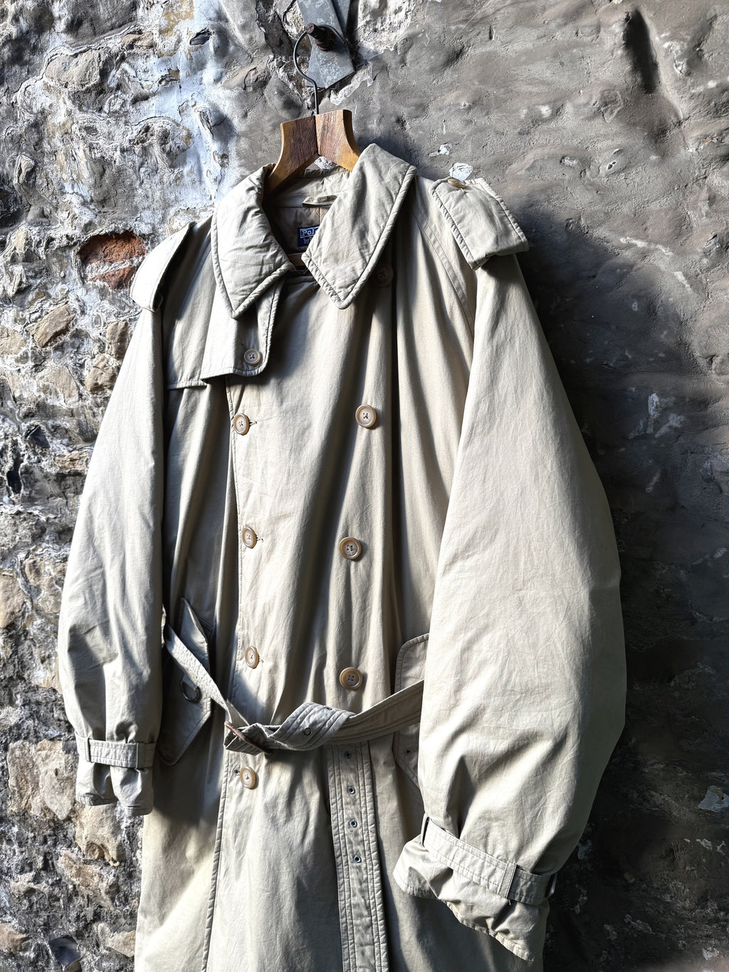 1990's Polo Ralph Lauren Double Breasted Goose Down Belted Commander Trench Coat