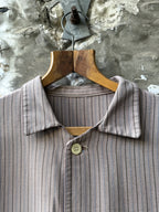 Vintage 30s 40s European Pinstripe Three Pocket Cotton Work Jacket.