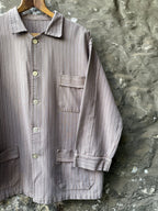 Vintage 30s 40s European Pinstripe Three Pocket Cotton Work Jacket.