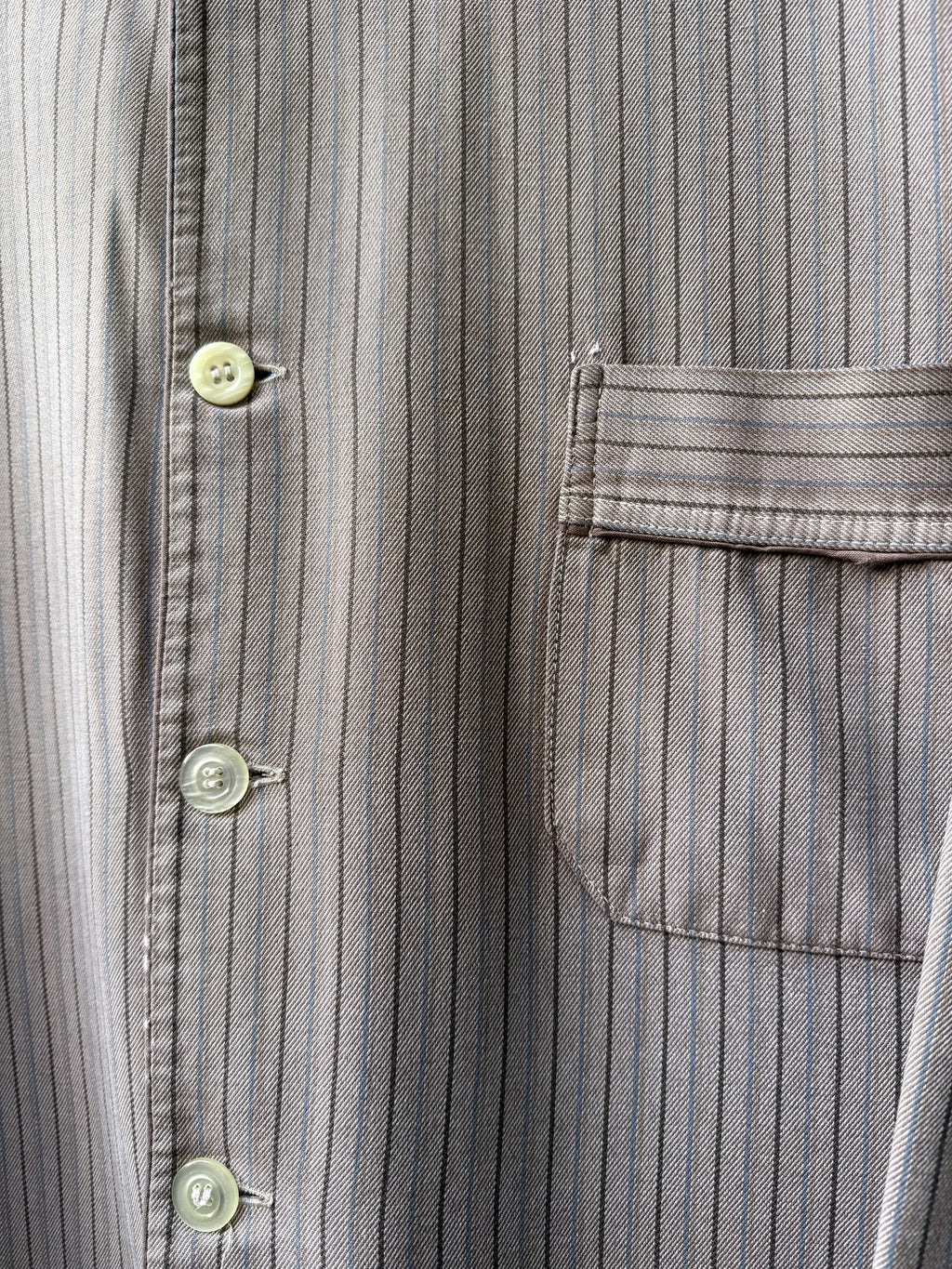 Vintage 30s 40s European Pinstripe Three Pocket Cotton Work Jacket.