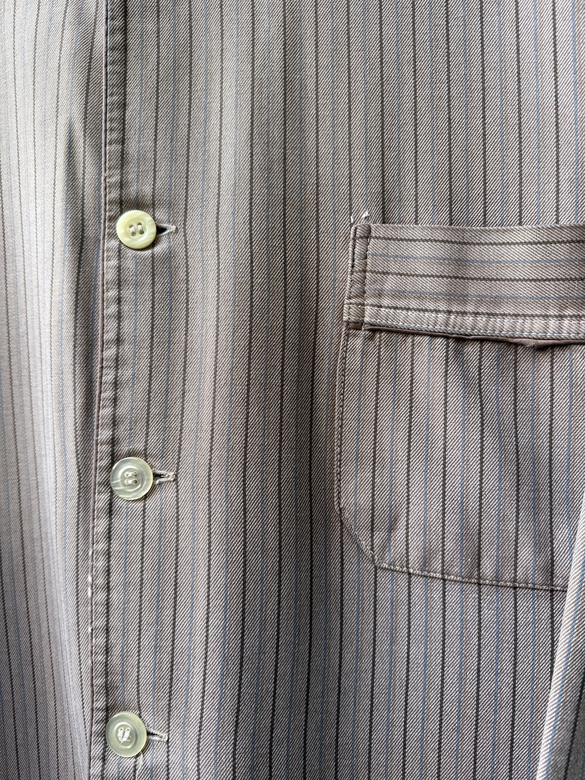 Vintage 30s 40s European Pinstripe Three Pocket Cotton Work Jacket.