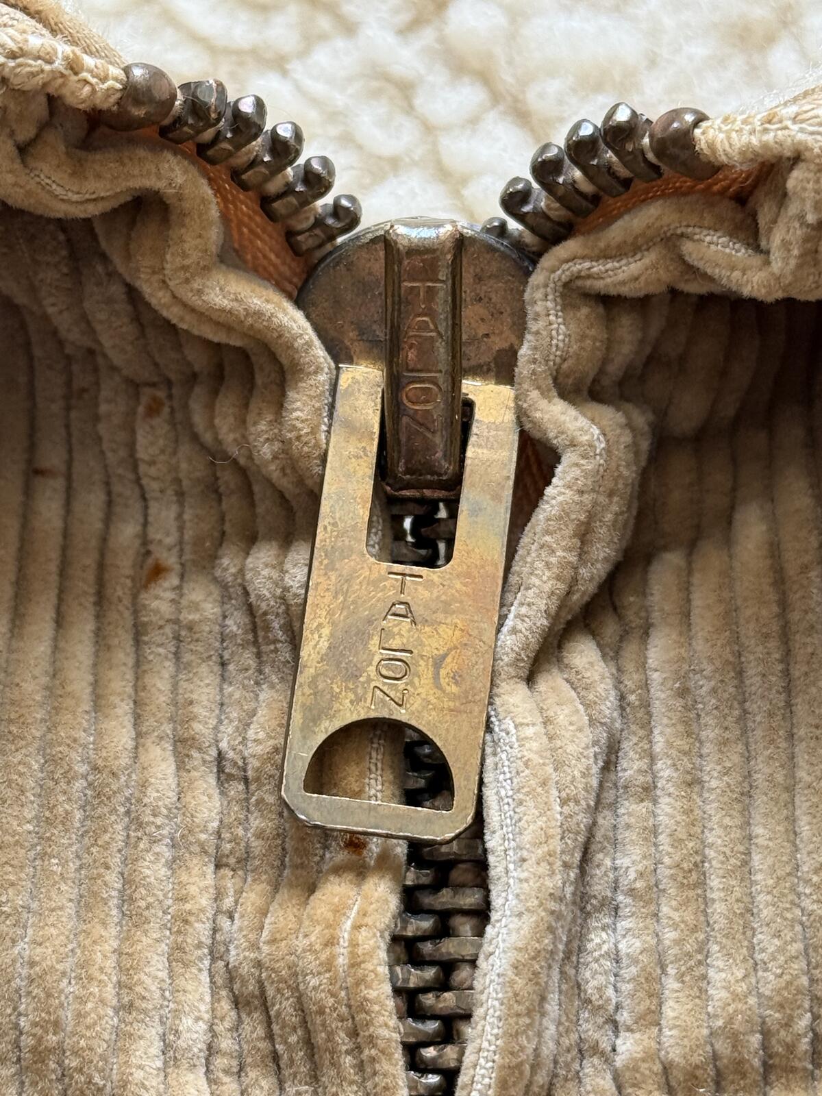 Vintage 1960's Zero King Talon Zip Corduroy Pile Fleece Cropped Bomber Jacket.