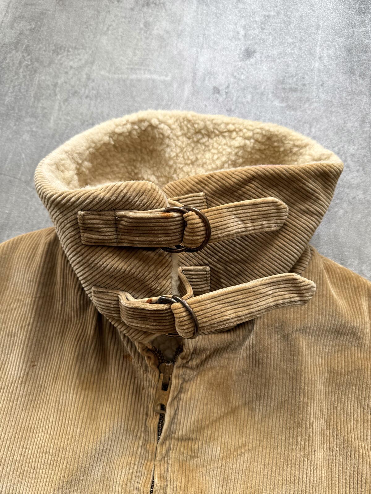 Vintage 1960's Zero King Talon Zip Corduroy Pile Fleece Cropped Bomber Jacket.