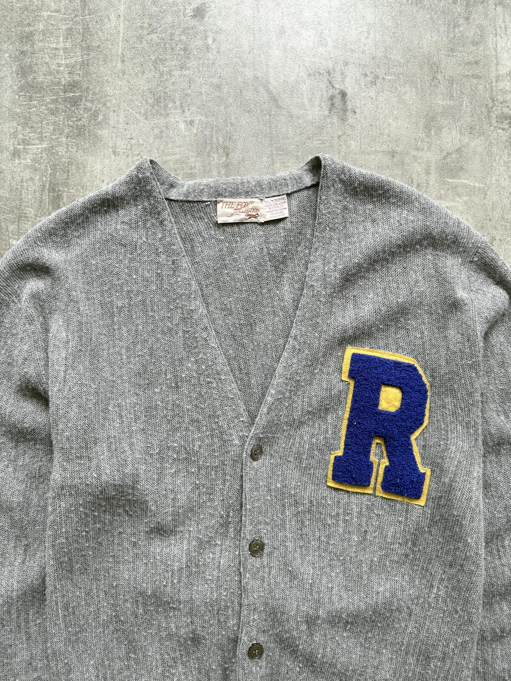 Vintage 1970’s Fox Collection Made in USA Letterman Varsity Knitted Cardigan.
