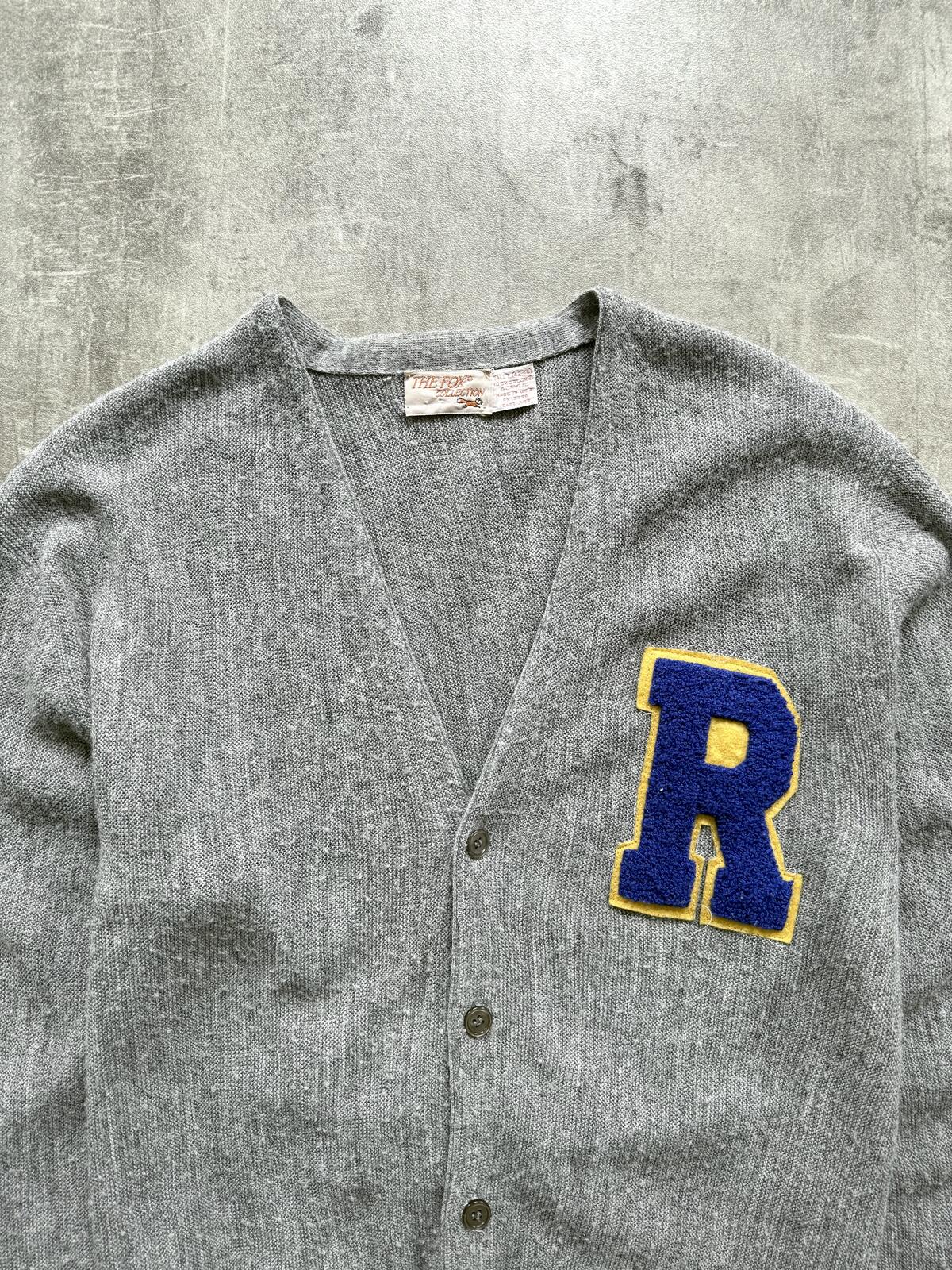 Vintage 1970’s Fox Collection Made in USA Letterman Varsity Knitted Cardigan.