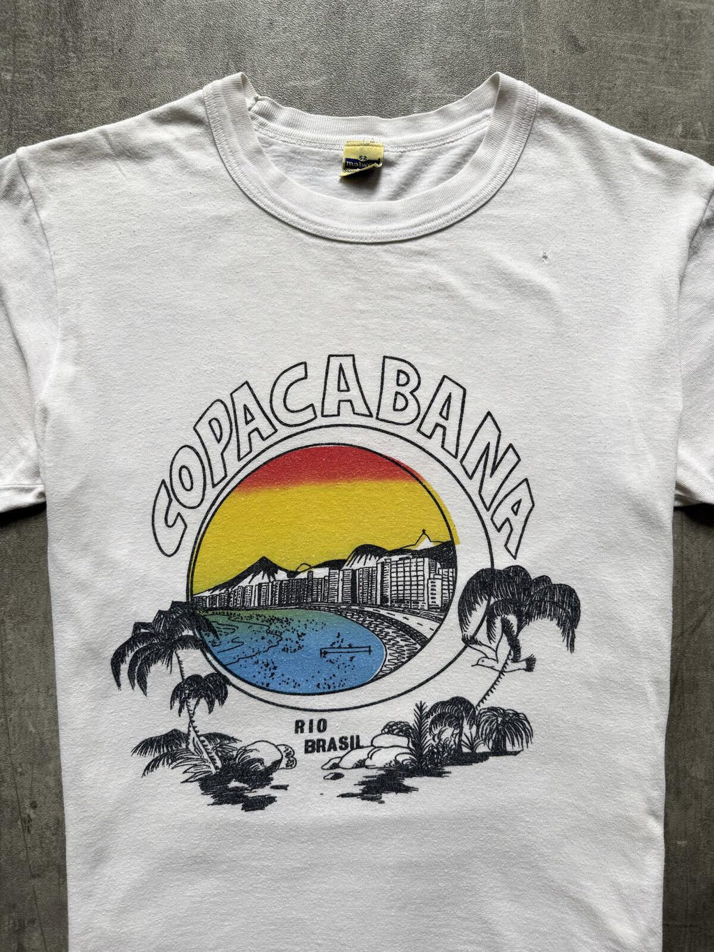 Vintage 1980's Brazilian Copacabana Single Stitch Holiday Graphic T-shirt.