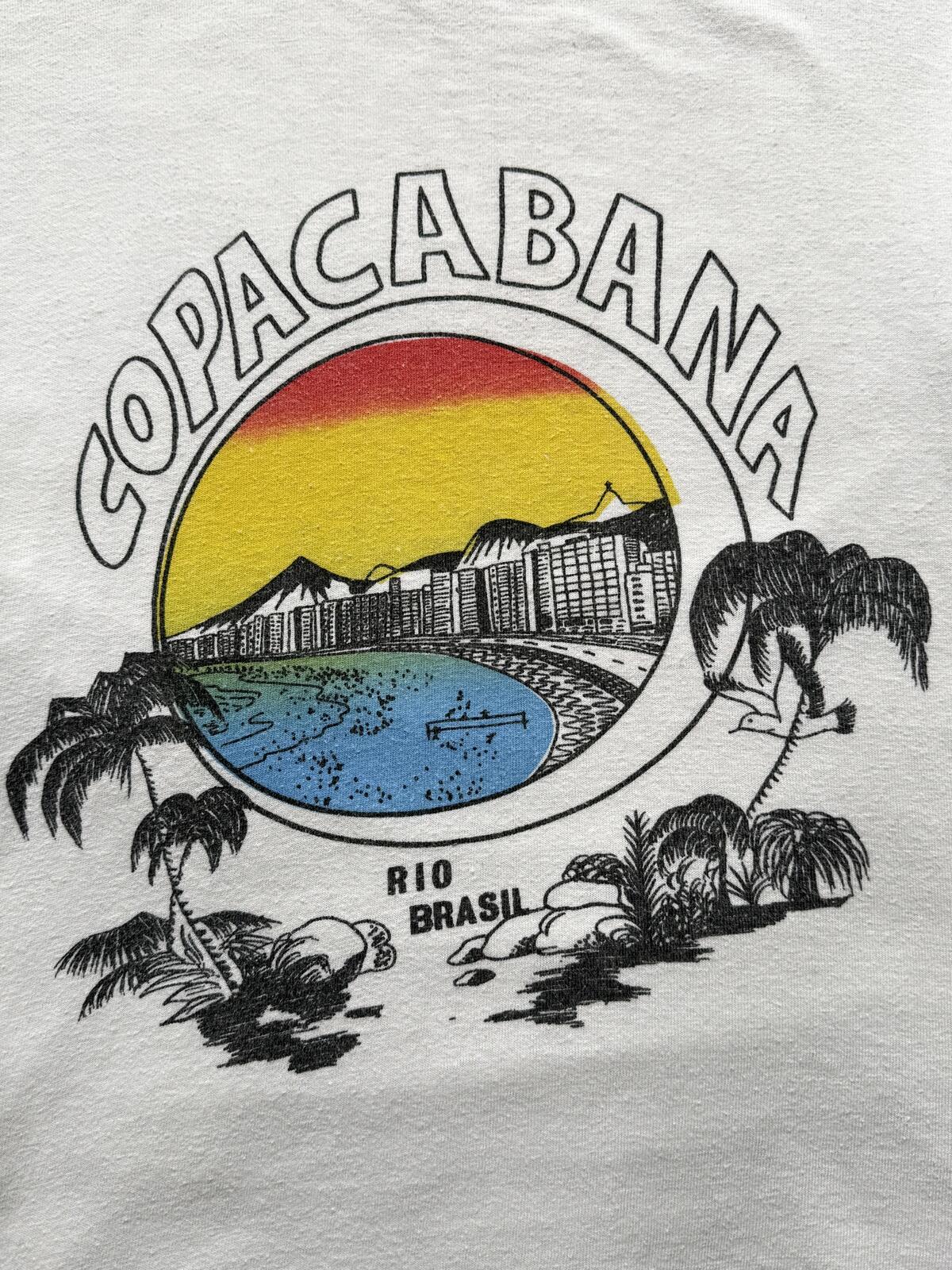 Vintage 1980's Brazilian Copacabana Single Stitch Holiday Graphic T-shirt.