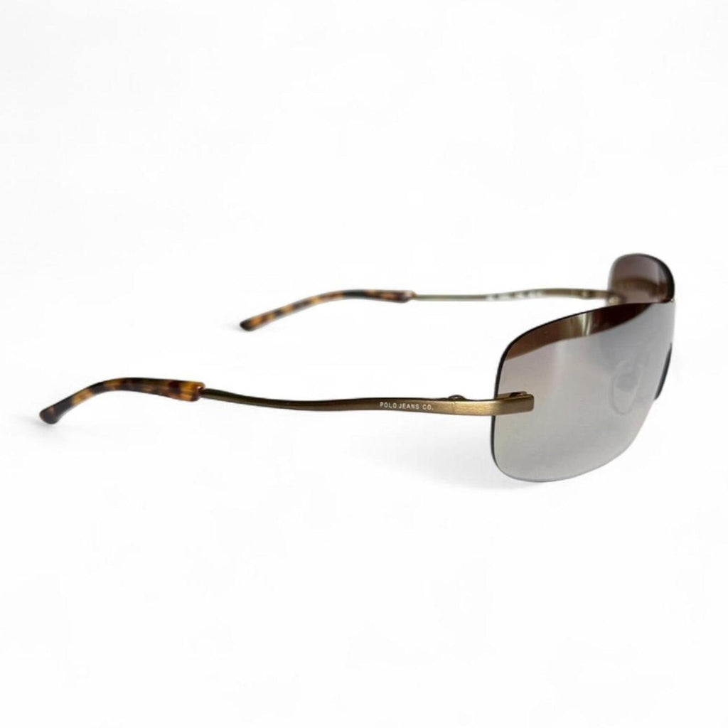 Vintage 90's Polo Jeans Soul Rimless Shield Reflective Tortoise Shell Sunglasses